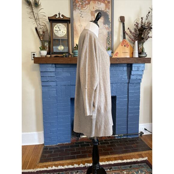 ANDREA JOVINE M Khaki Open Knit Sweater Cardigan Boho Minimalist Lagenlook - Picture 3 of 11